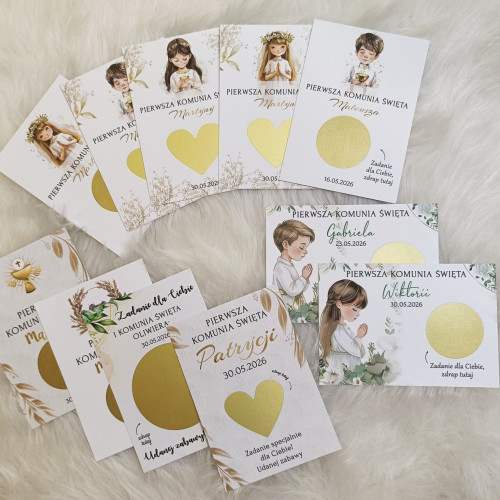 Zdrapki zadania dla gości, Gra Komunia Święta 18szt