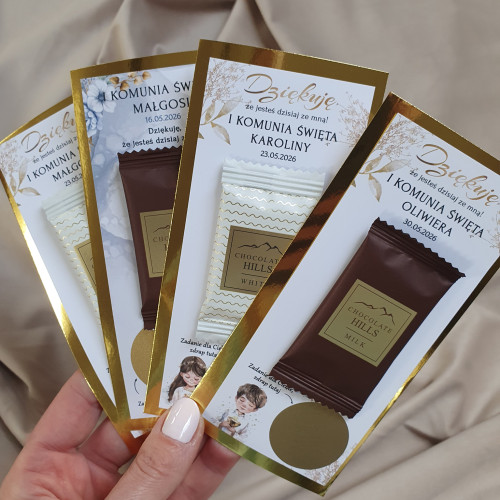 Podziękowanie Upominek Zdrapki zadania dla gości, gra Komunia Święta PREMIUM