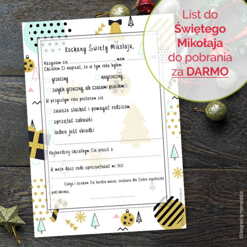 DARMOWY List do świętego Mikołaja - wzór 3