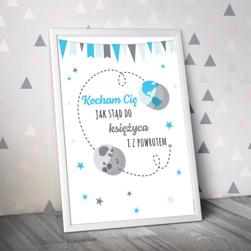 Plakat Kocham Cię... niebieski jasny