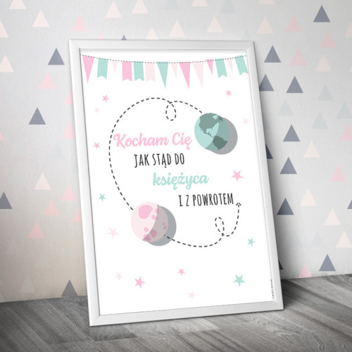 Plakat Kocham Cię... różowy jasny