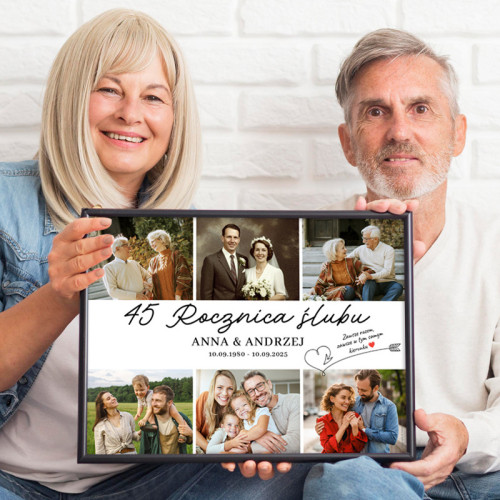 Kolaż ze zdjęciami prezent na dowolną rocznicę ślubu RAMKA a3