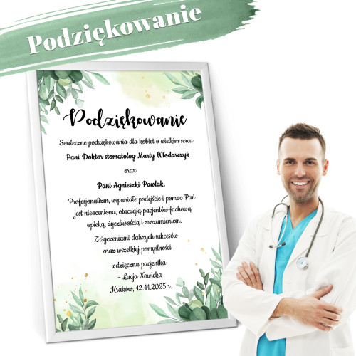 Podziękowanie dla szpitala, kliniki