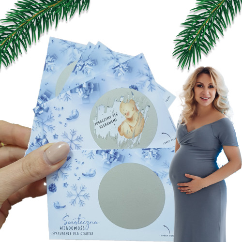 Ciąża - zestaw zdrapek niebieskie 6szt Boże narodzenie