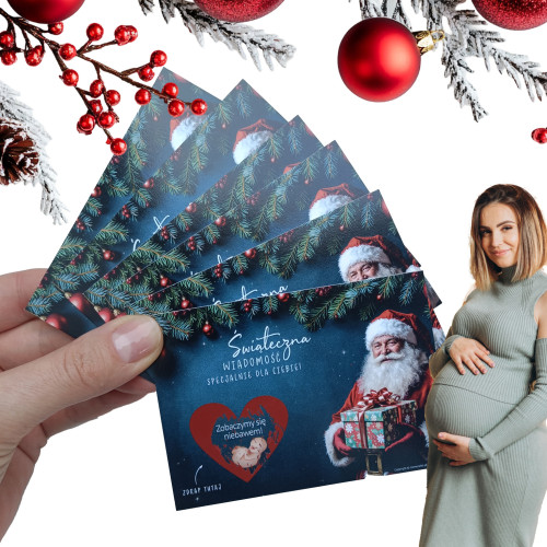 Ogłoszenie ciąży Mikołaj - zestaw zdrapek złote 6szt Boże narodzenie