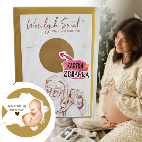 HIT! Jestem w ciąży - BOŻE NARODZENIE 5 kartka zdrapka uniwersalna