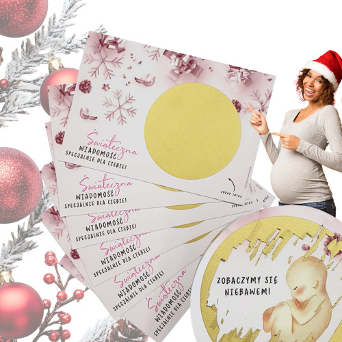Ciąża - zestaw zdrapek różowe 6szt Boże narodzenie