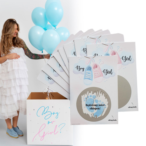 Ogłoszenie płci dziecka 10szt - Boy or Girl - chłopiec - bileciki zdrapki