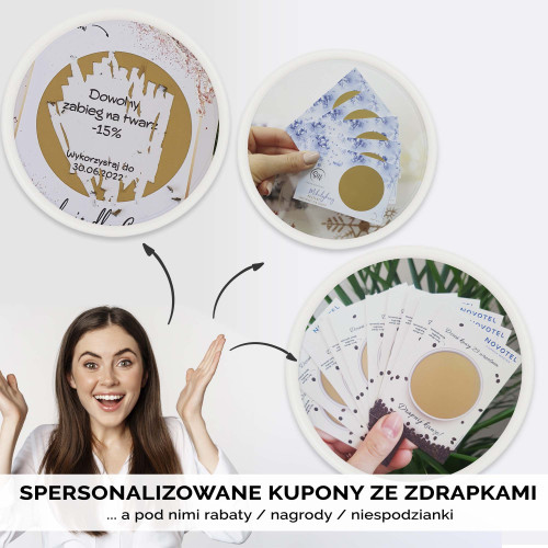 Gra integracyjna dla pracowników 200szt klientów upominek logo zdrapki
