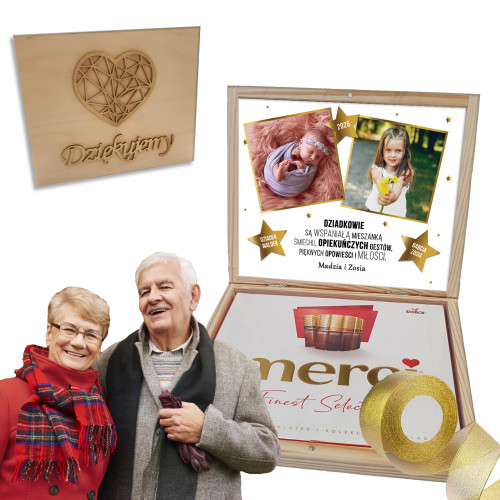 Prezent dla Babci / dziadka pudełko na czekoladki foto zdjęcie szkatułka